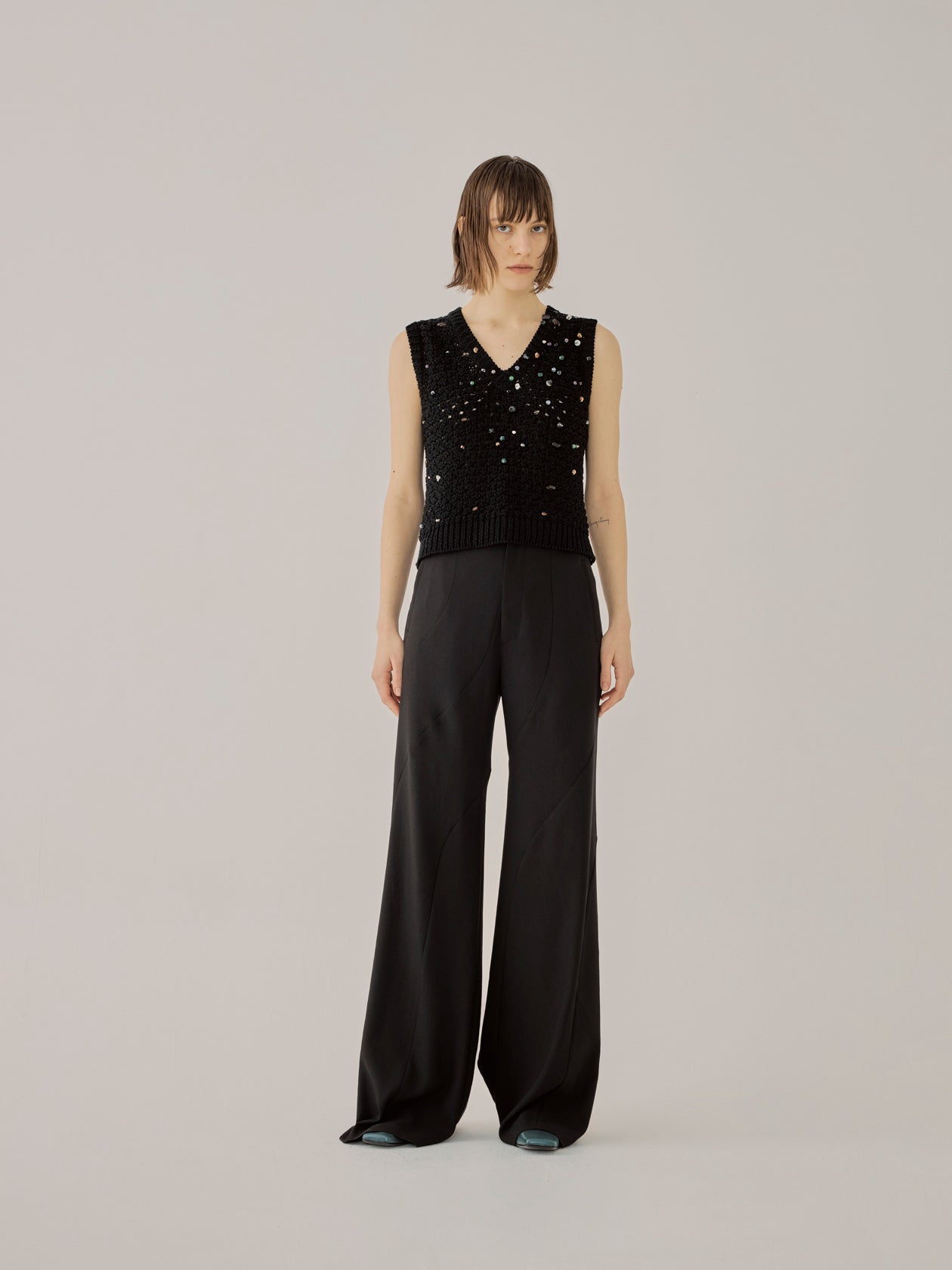 Gerda glass beads&ores knit PO BK