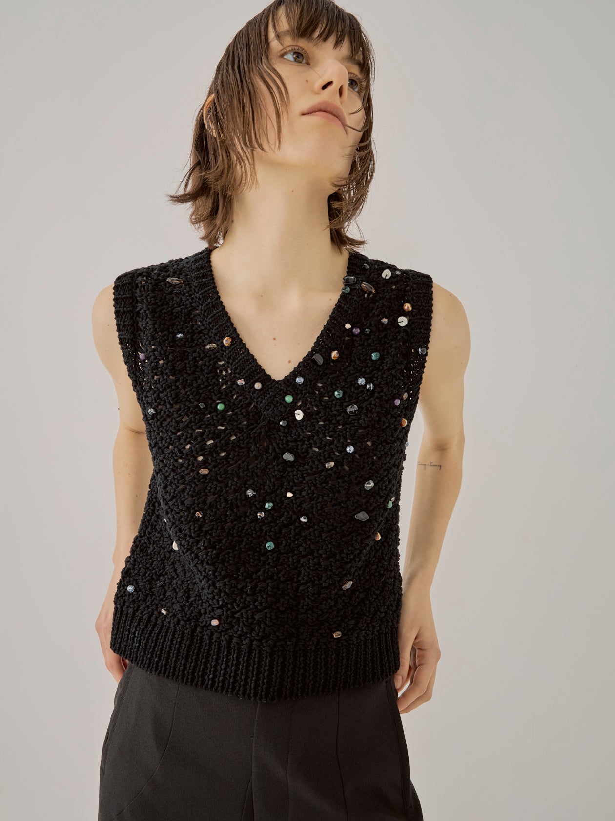 Gerda glass beads&ores knit PO BK