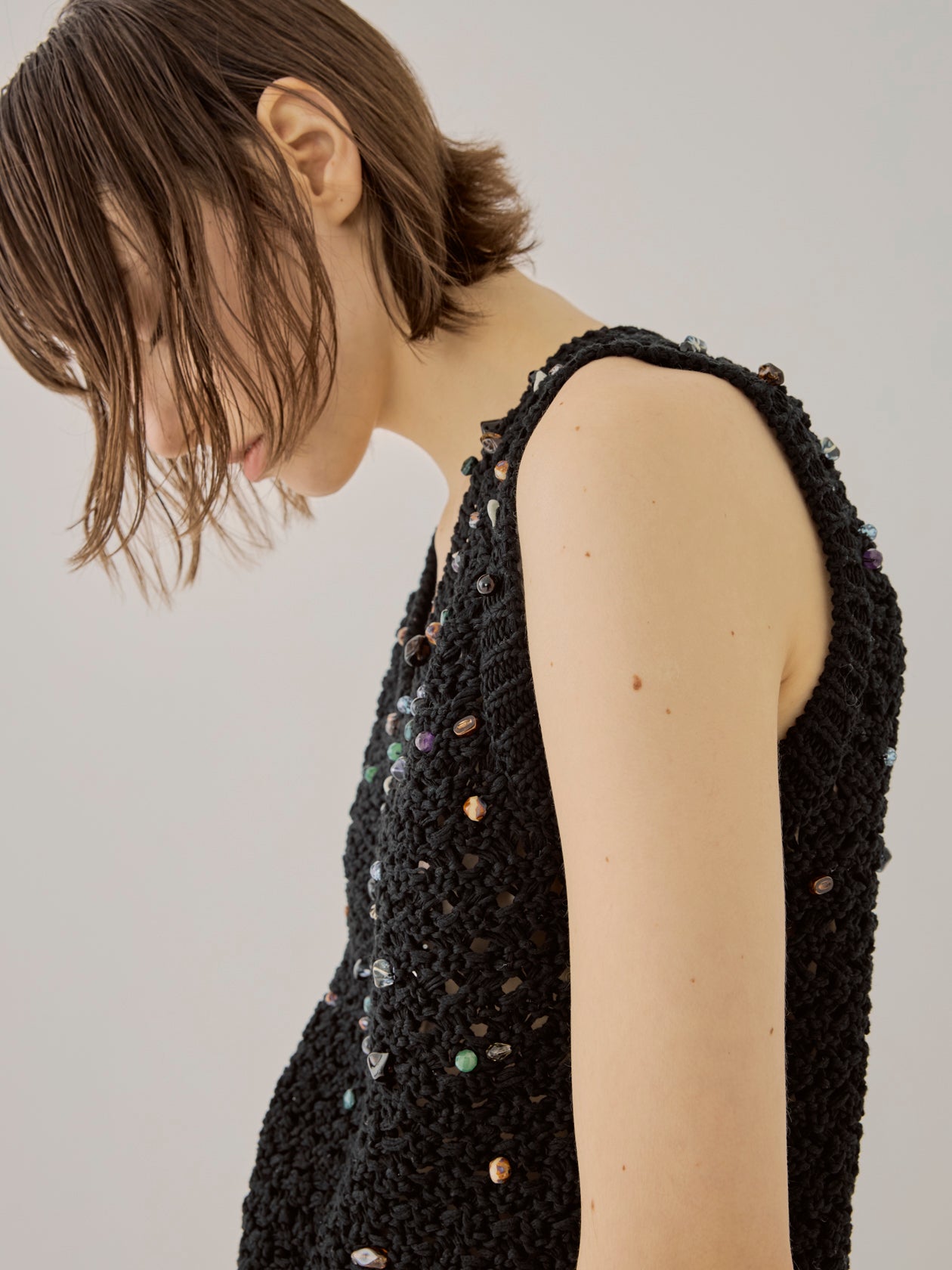 Gerda glass beads&ores knit PO BK
