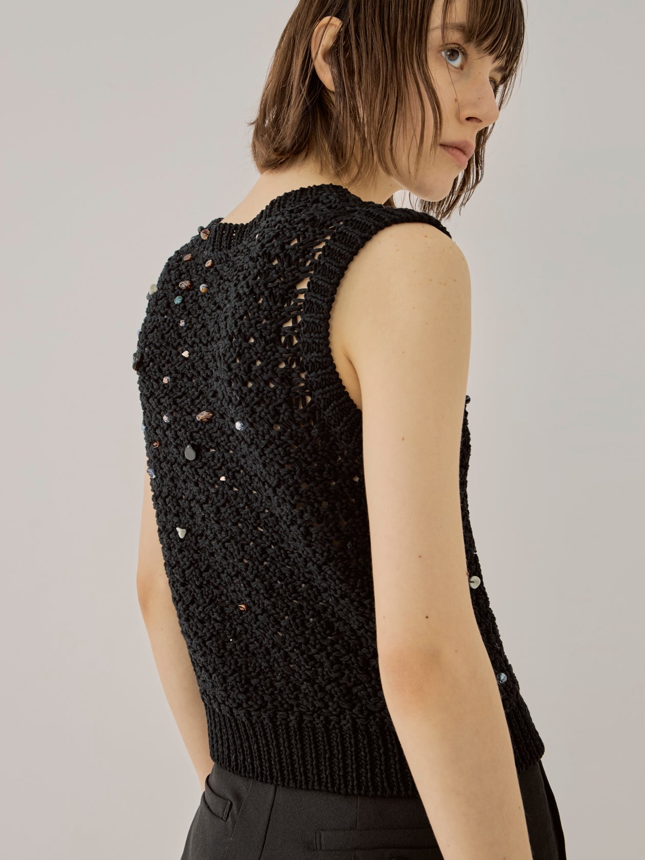 Gerda glass beads&ores knit PO BK
