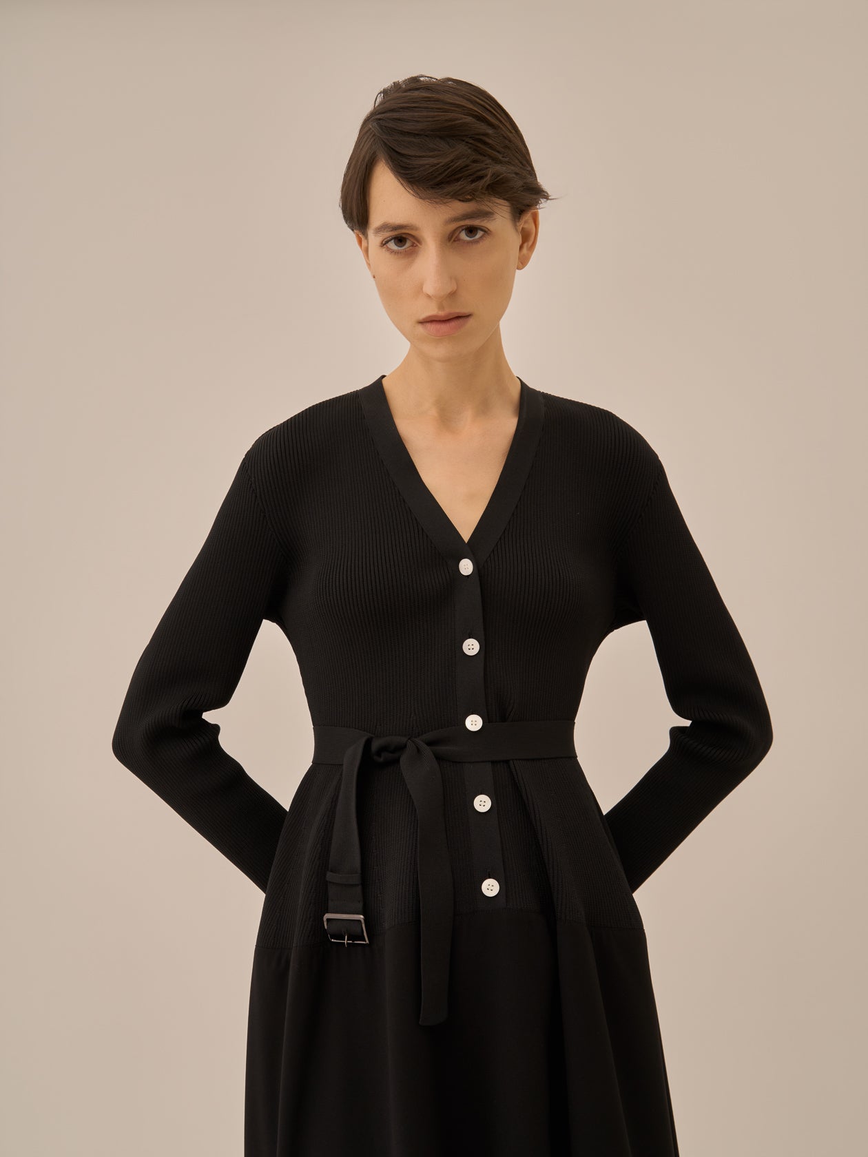 Jessica combi tex knit dress BK