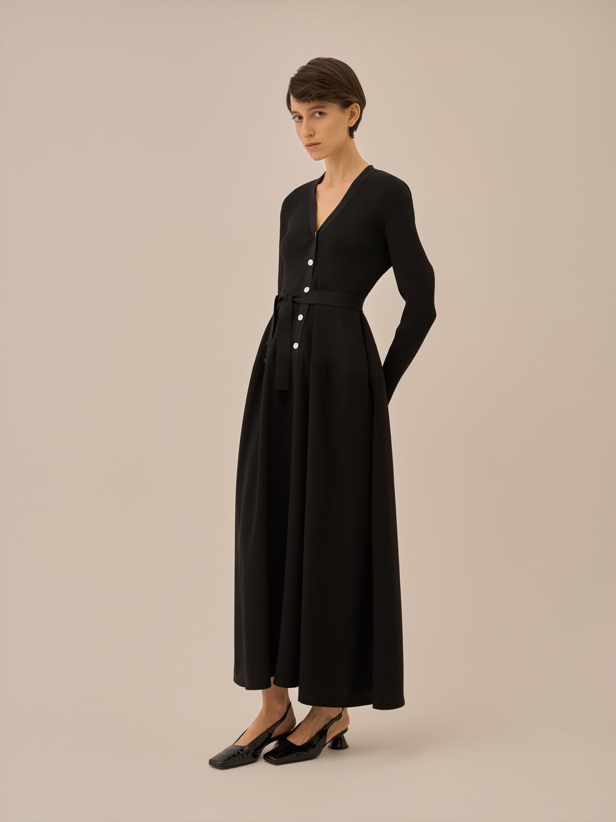 Jessica combi tex knit dress BK