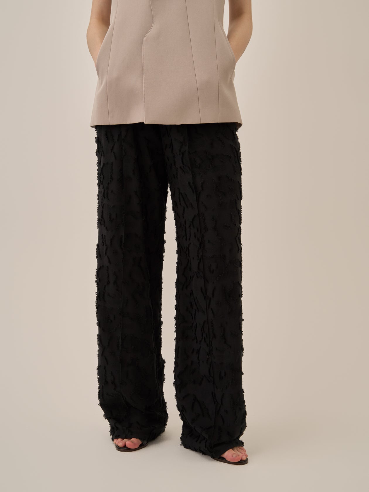 Block flower pants BK