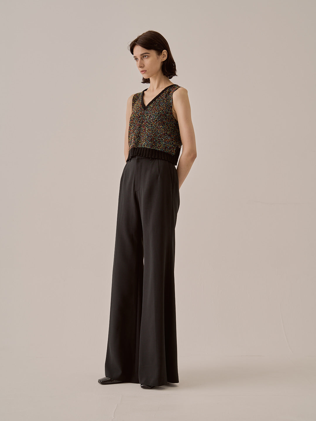Karachi glass beads handknit vest BK
