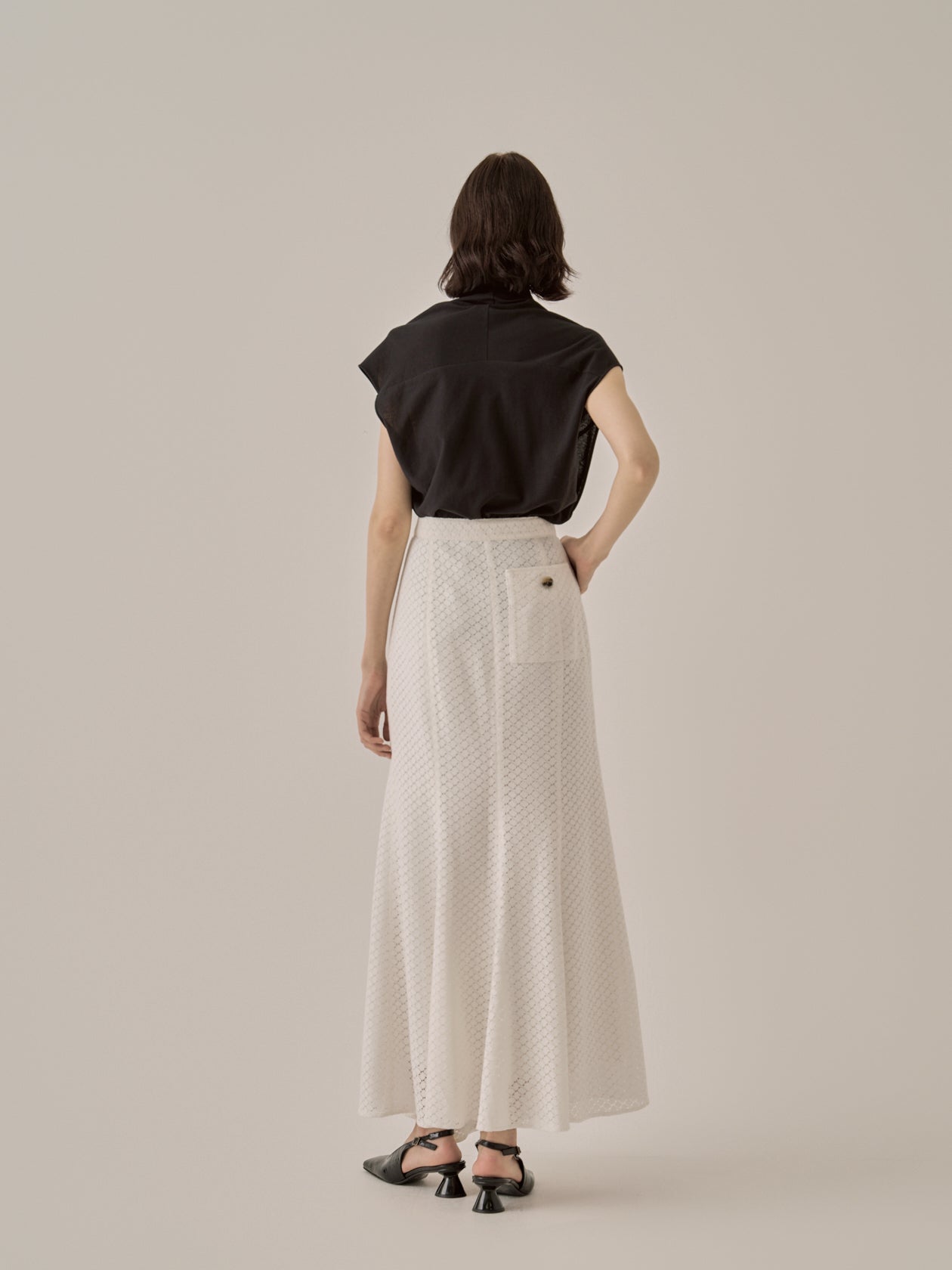Sylvie front drape lace skirt WH