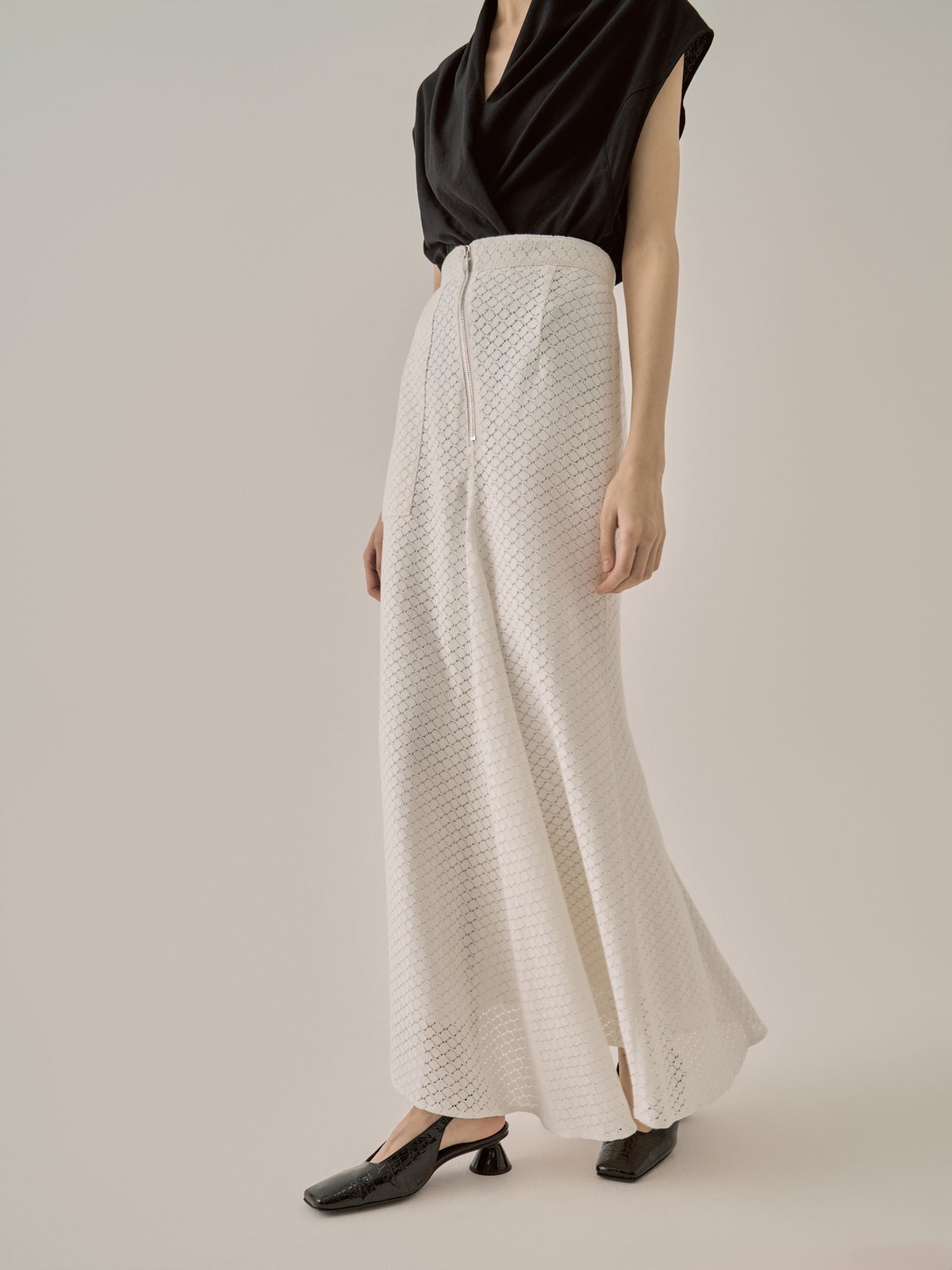 Sylvie front drape lace skirt WH