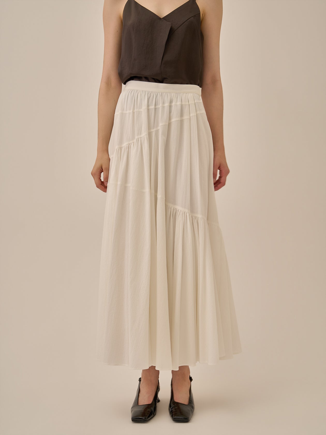Sara gather panel skirt WH