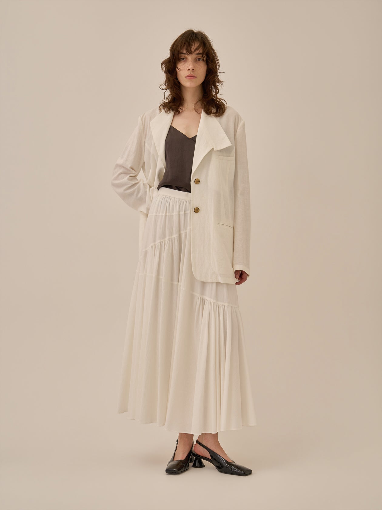 Sara gather panel skirt WH