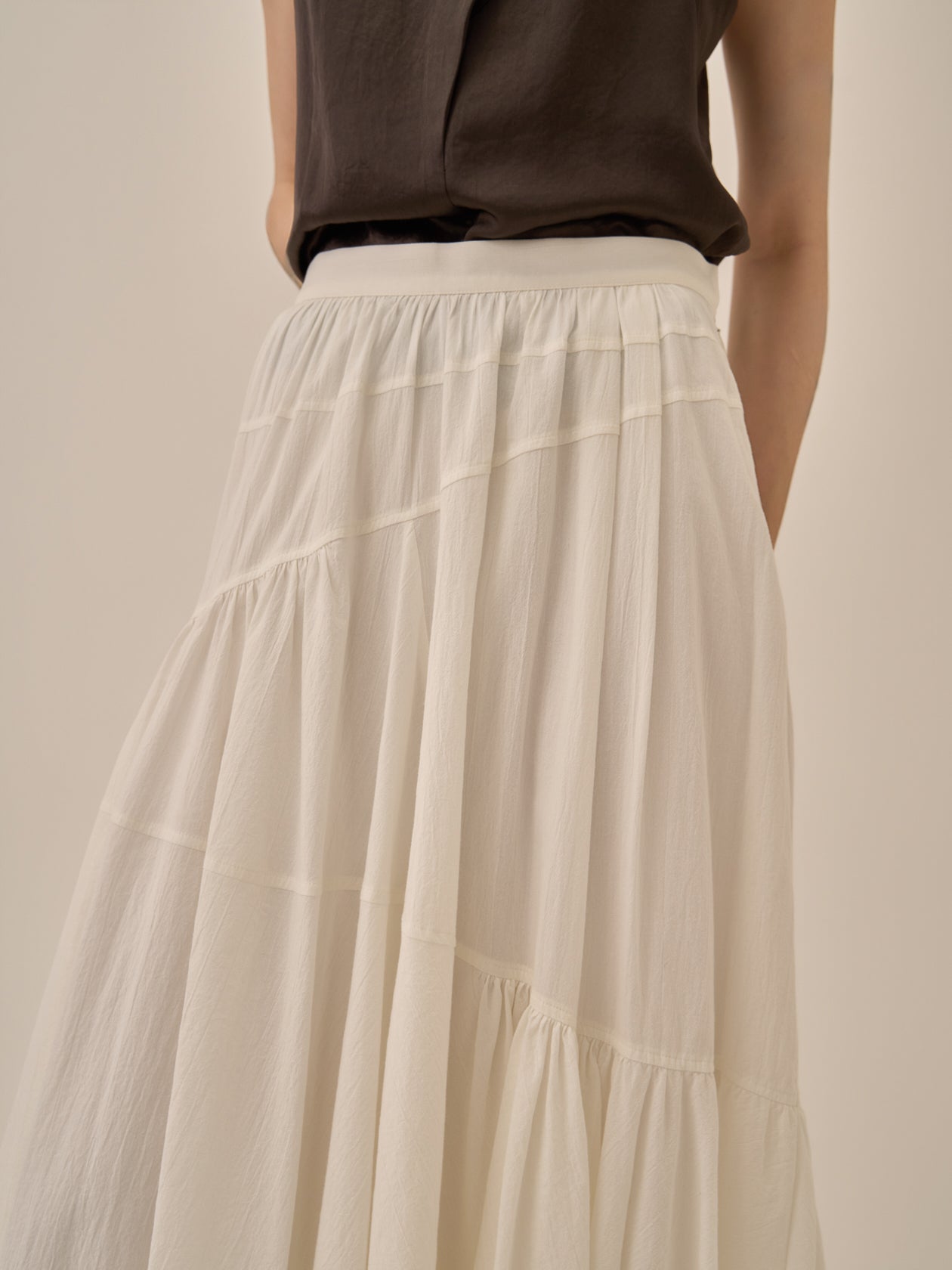 Sara gather panel skirt WH