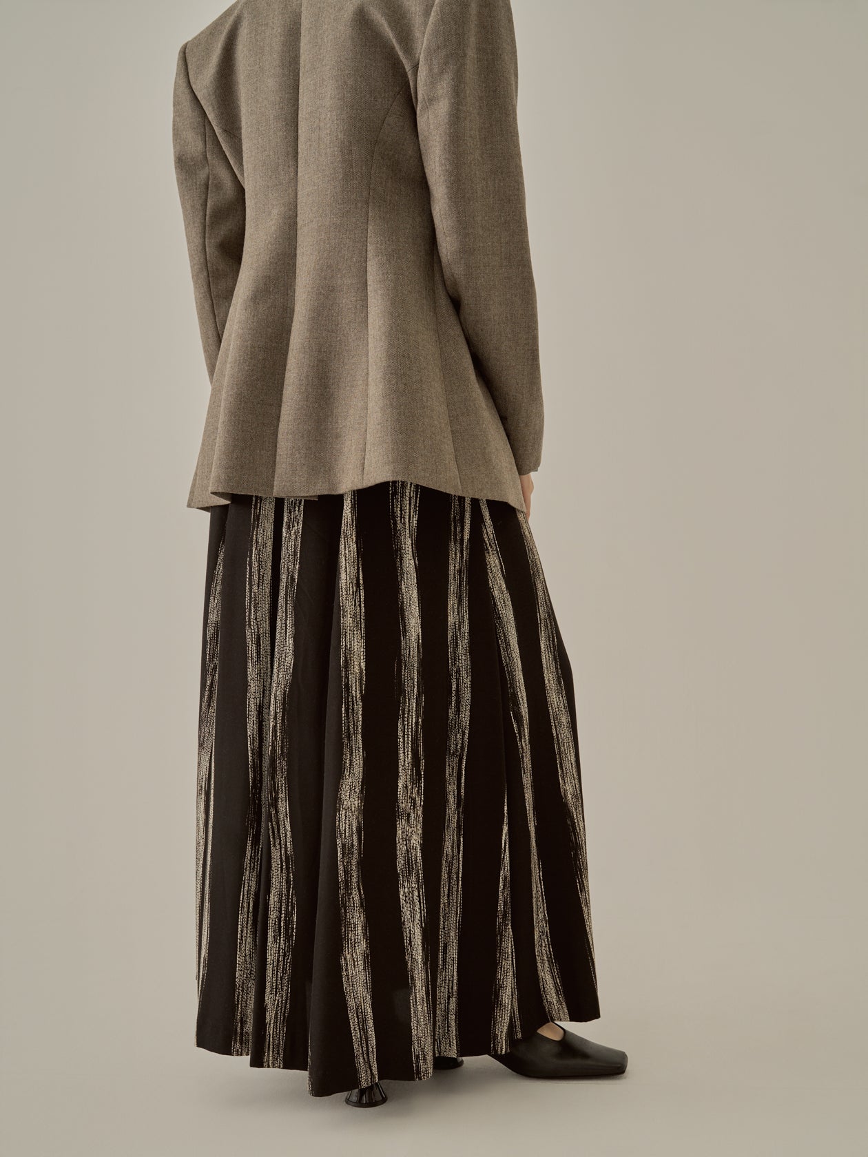 Stitch stripe flare skirt BK