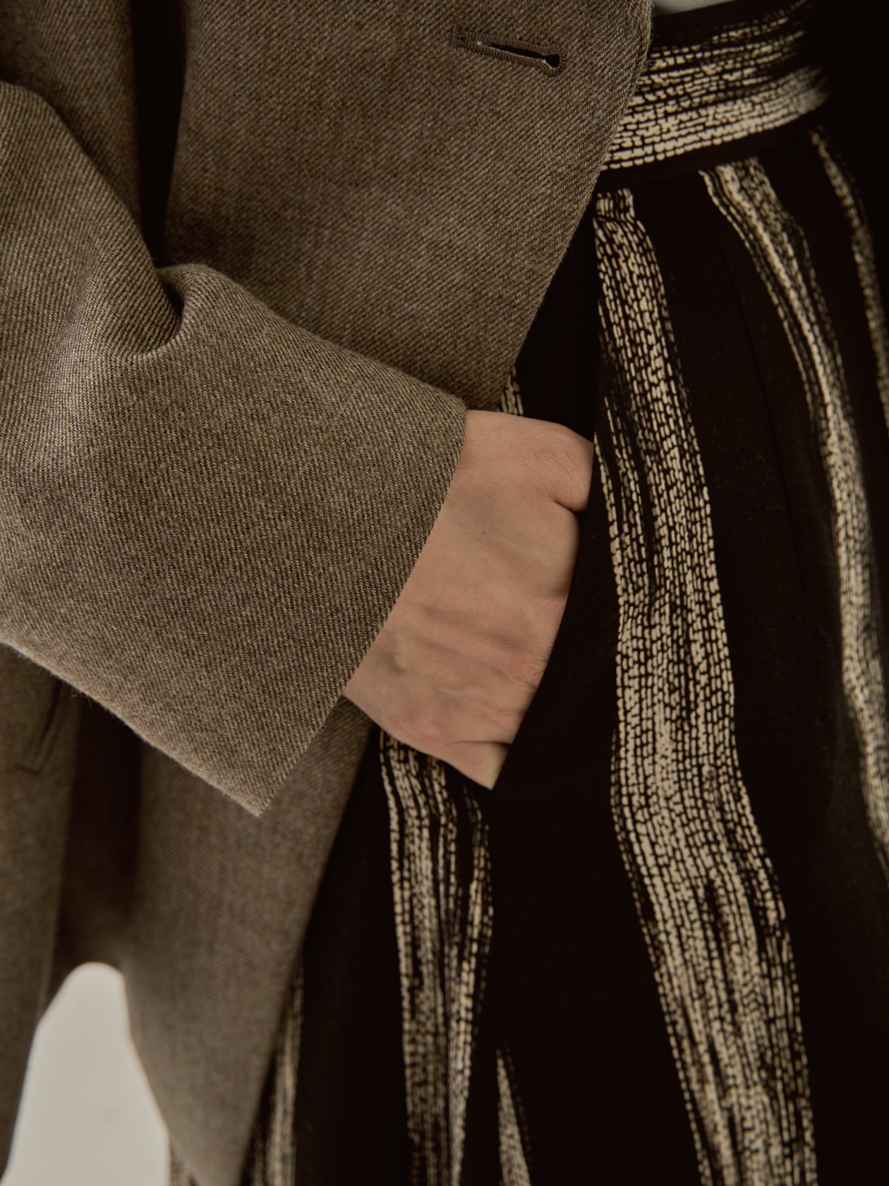 Stitch stripe flare skirt BK