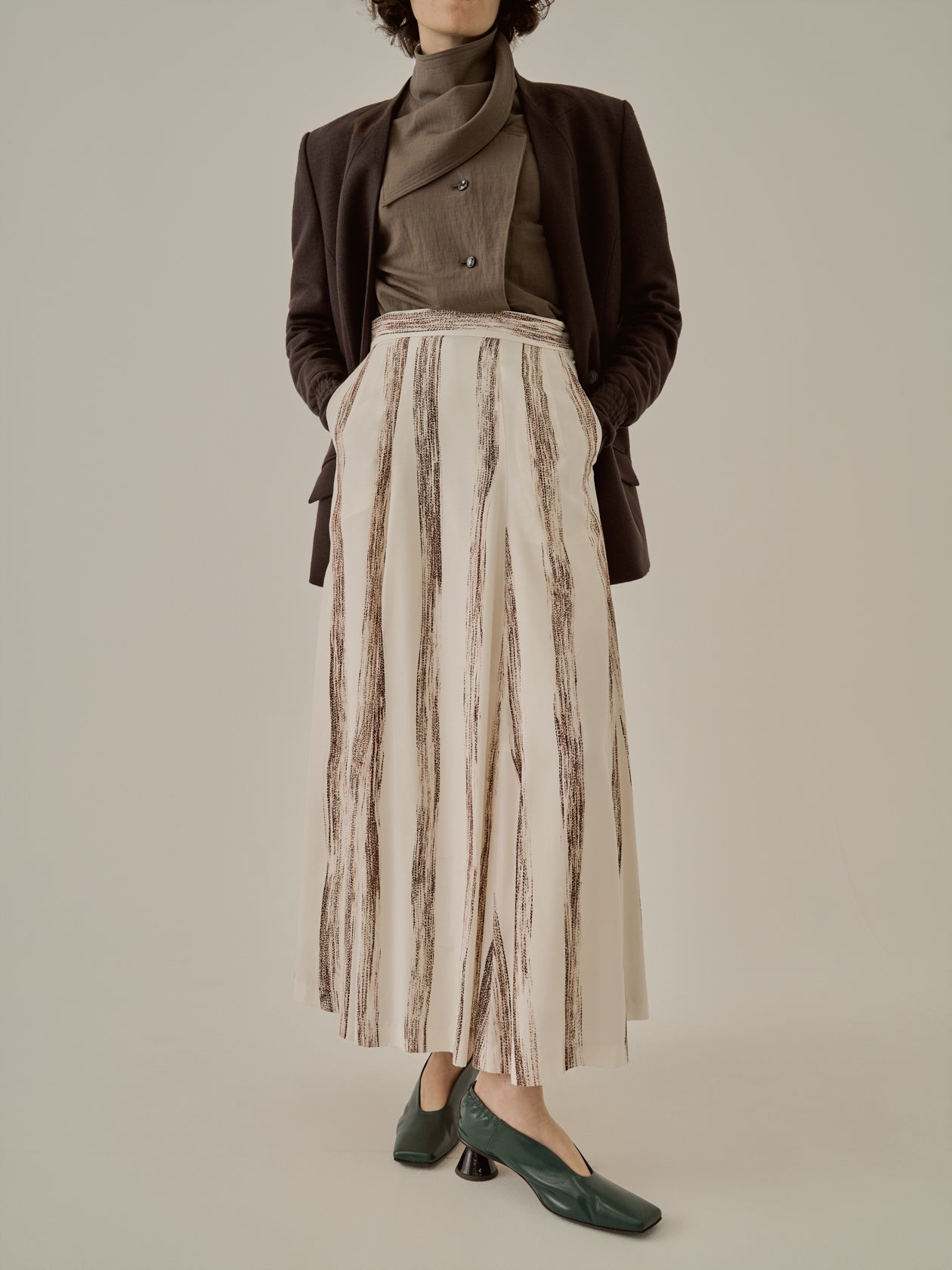 Stitch stripe flare skirt IV