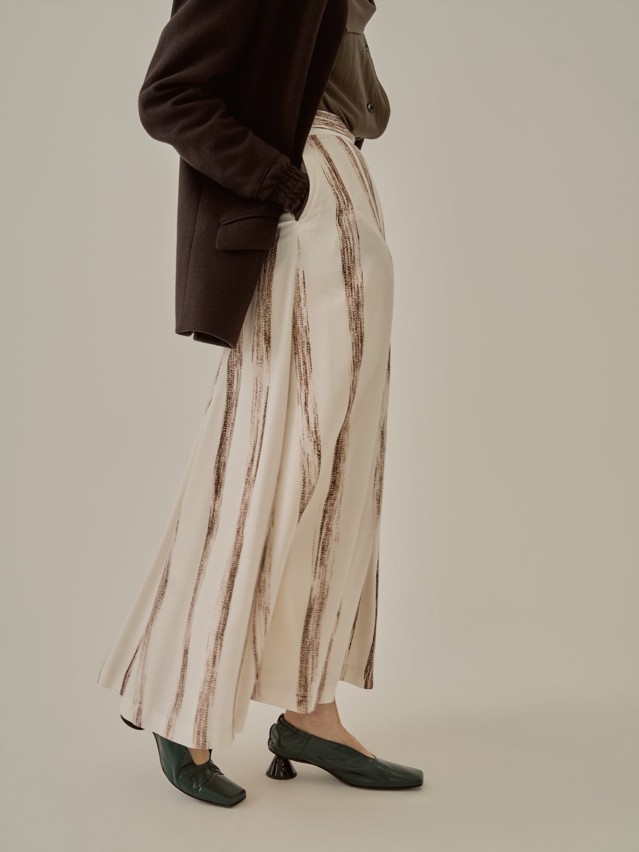 Stitch stripe flare skirt IV