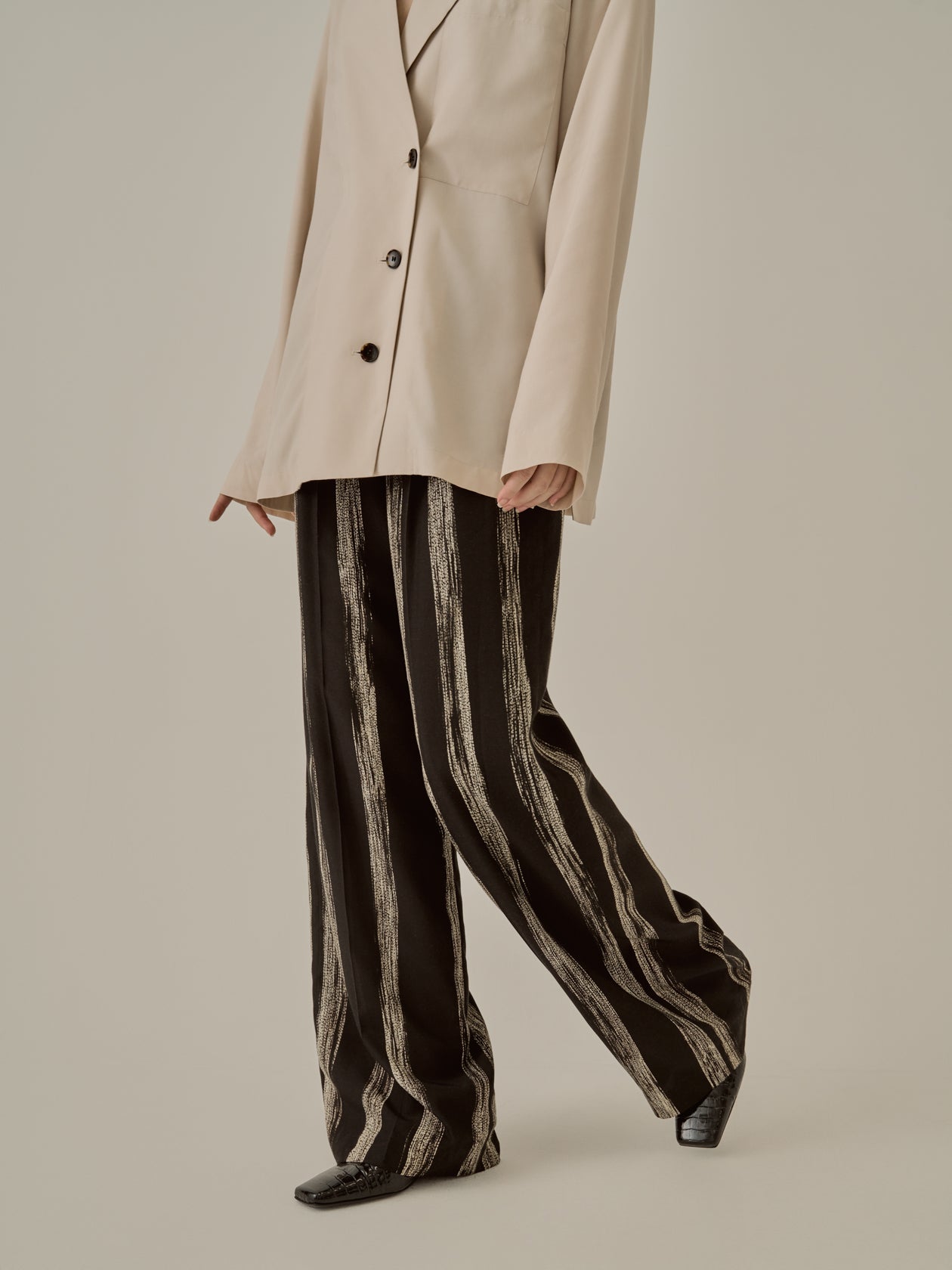 Stitch stripe pants BK