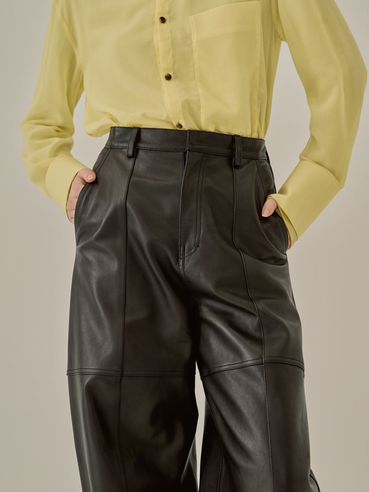 Miriam panel leather pants BK