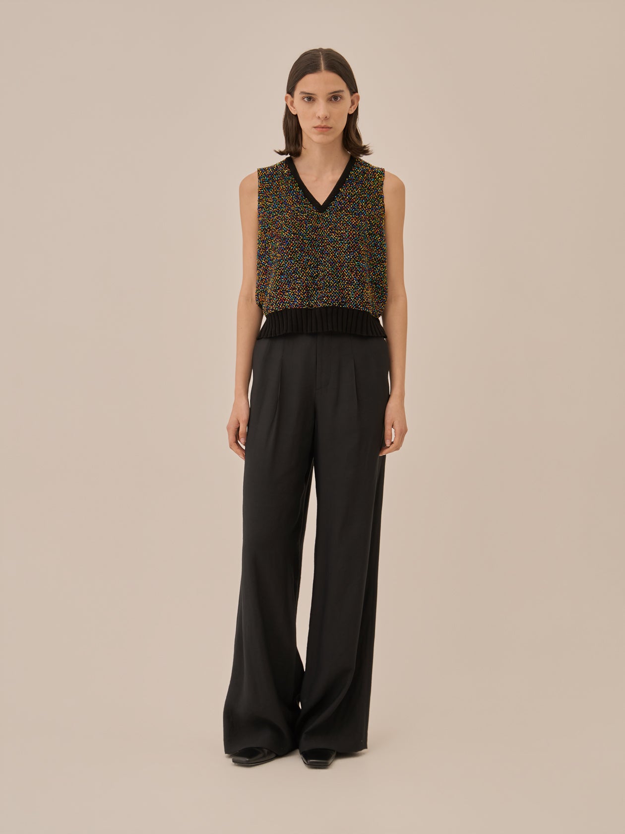 Karachi glass beads handknit vest BK