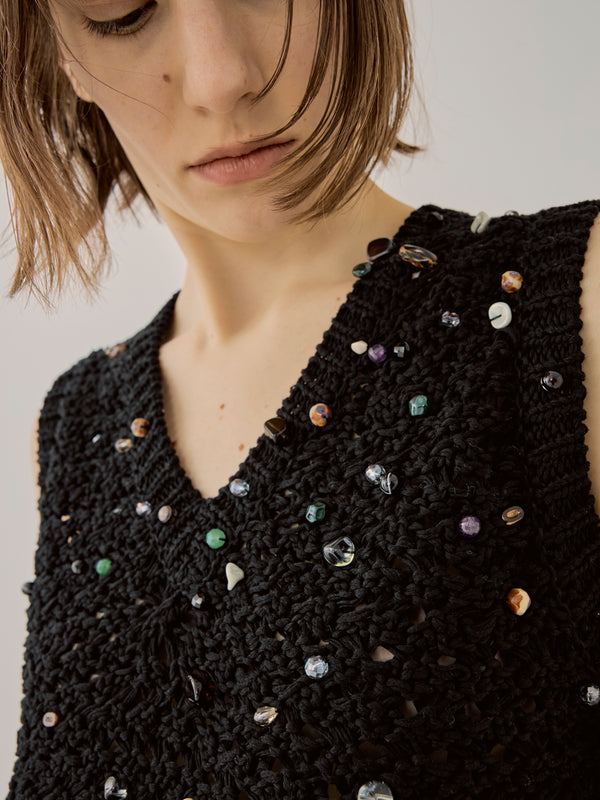 Gerda glass beads&ores knit PO BK