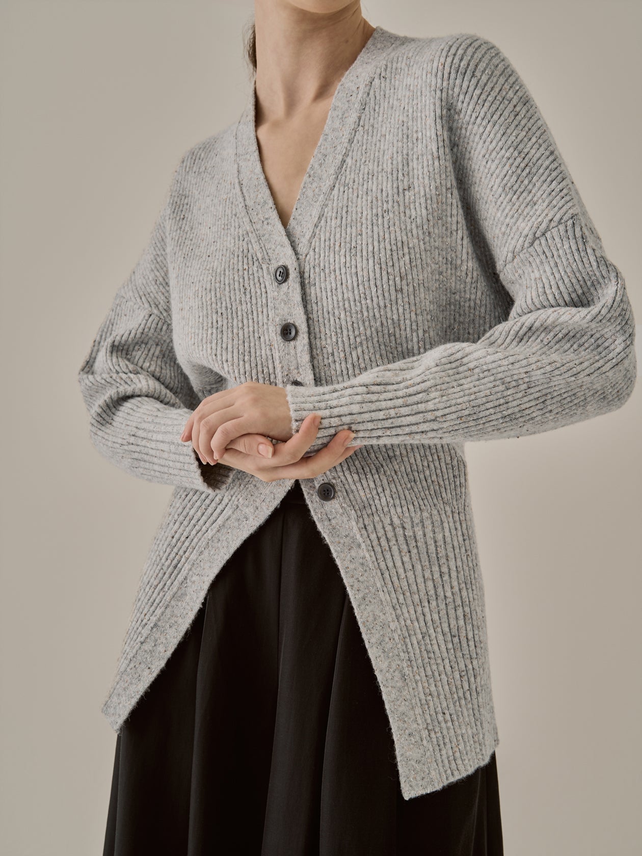 Greer melange knit cardigan GY