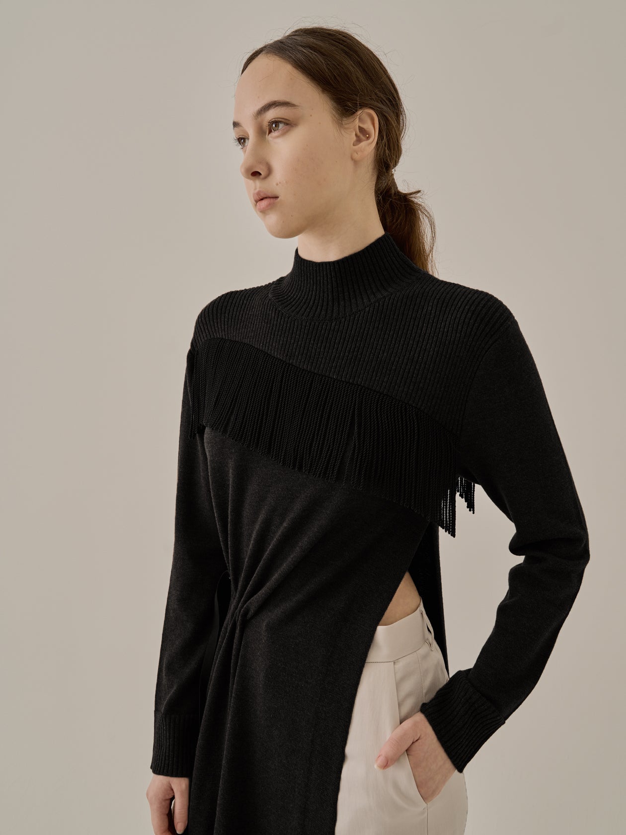 Ingela long knit pullover BK
