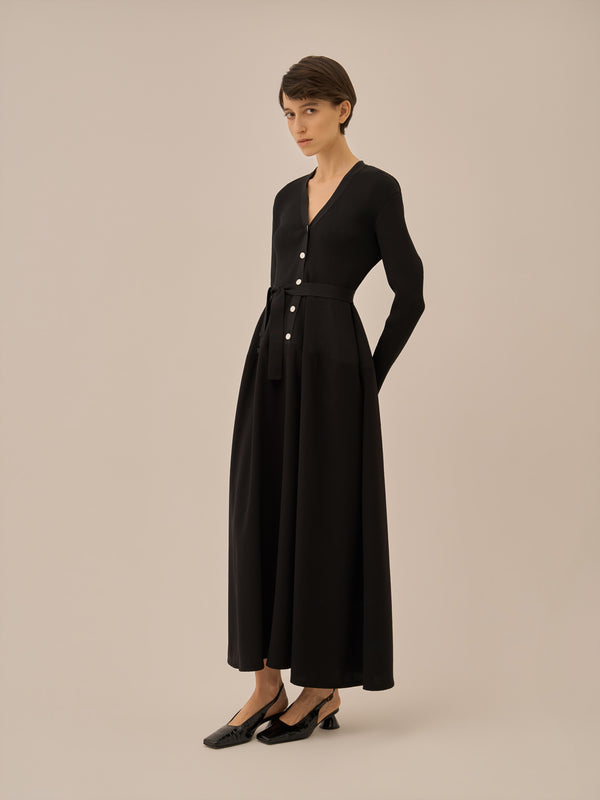 Jessica combi tex knit dress BK