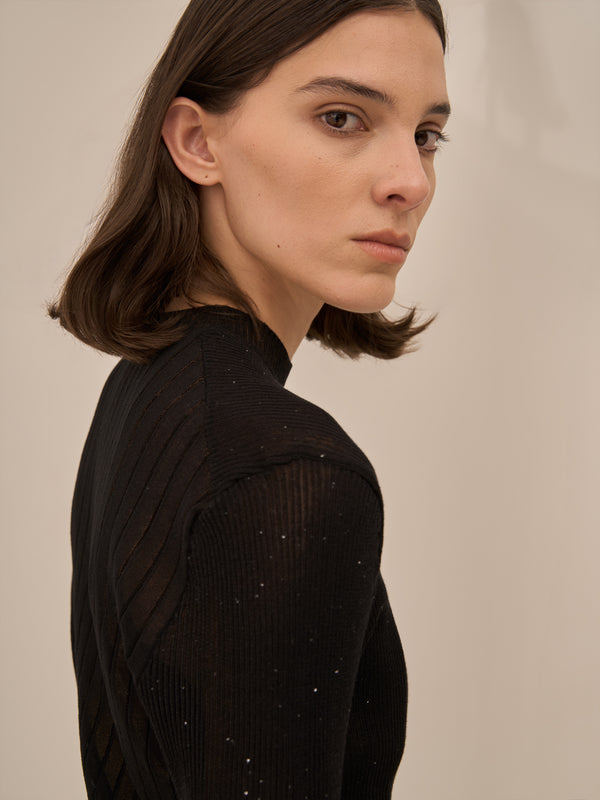 Basilia sequins knit pullover BK