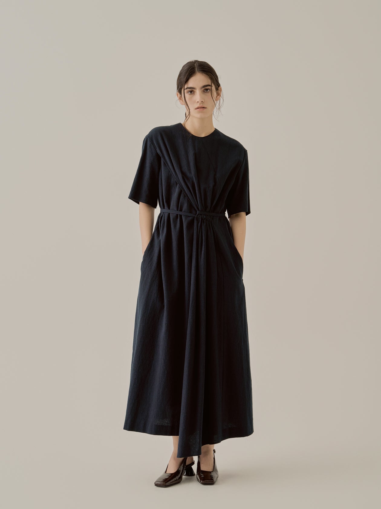 Emelie gathered panel dress BK