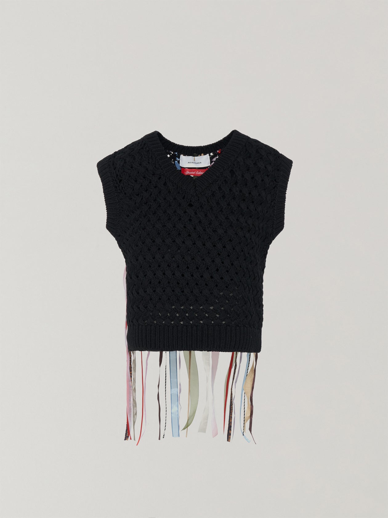 Lucía tape fringe knit pullover BK