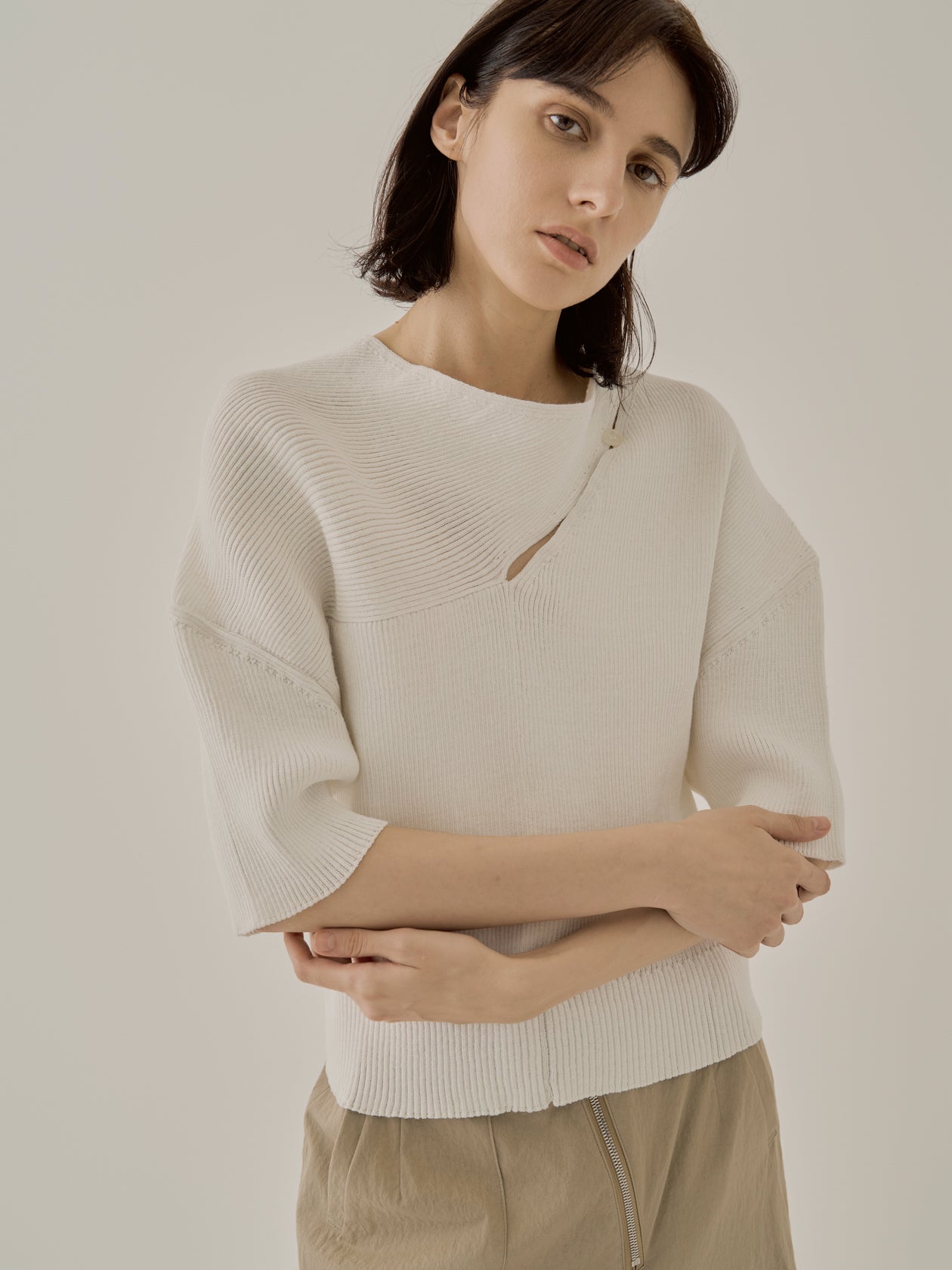 （155）AKIRA NAKA アイボリー ニット EX. Evelina knit PK EX.AW2324-PK AKIRANAKA 別注
