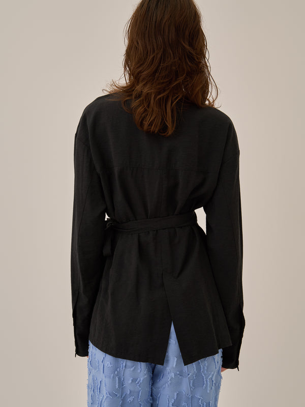 Leyla tie waist shirt BK
