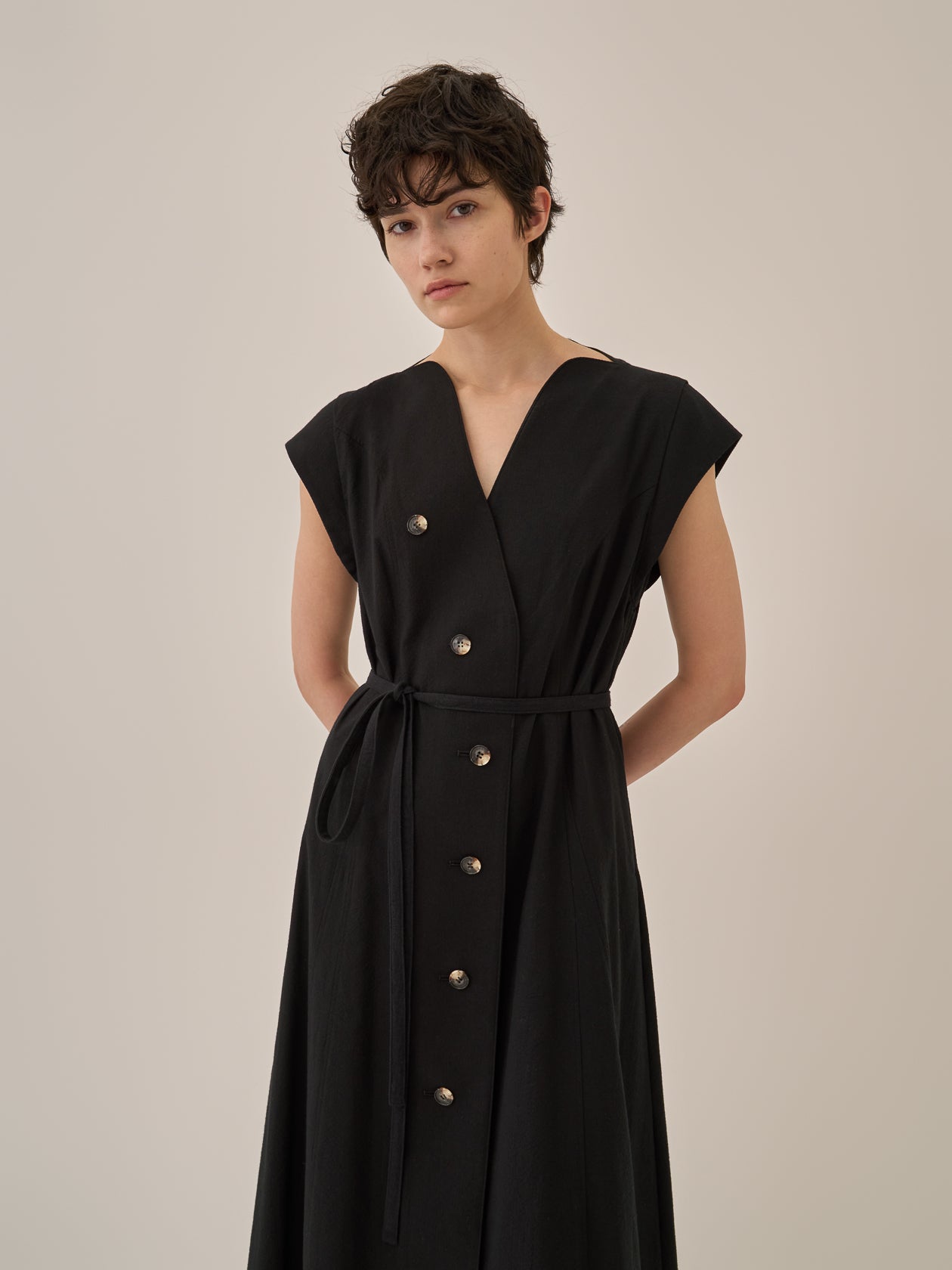 Sesilia asymmetry panel dress BK