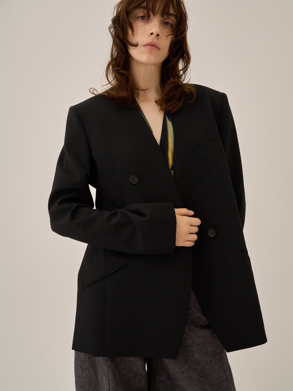 Heather side slit  jacket BK