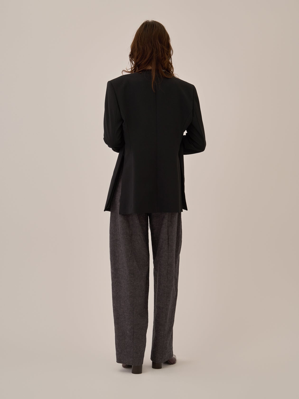 Heather side slit  jacket BK