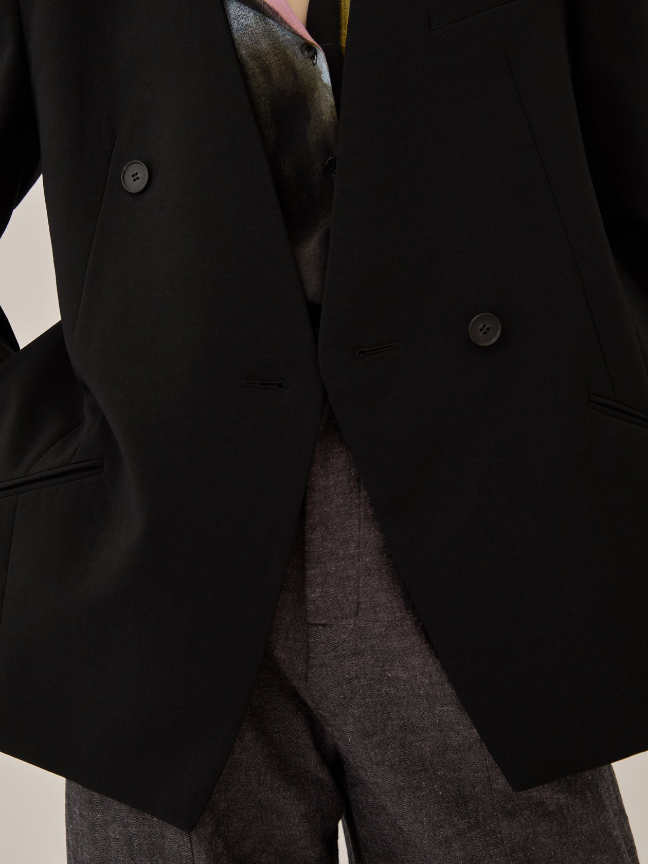 Heather side slit  jacket BK