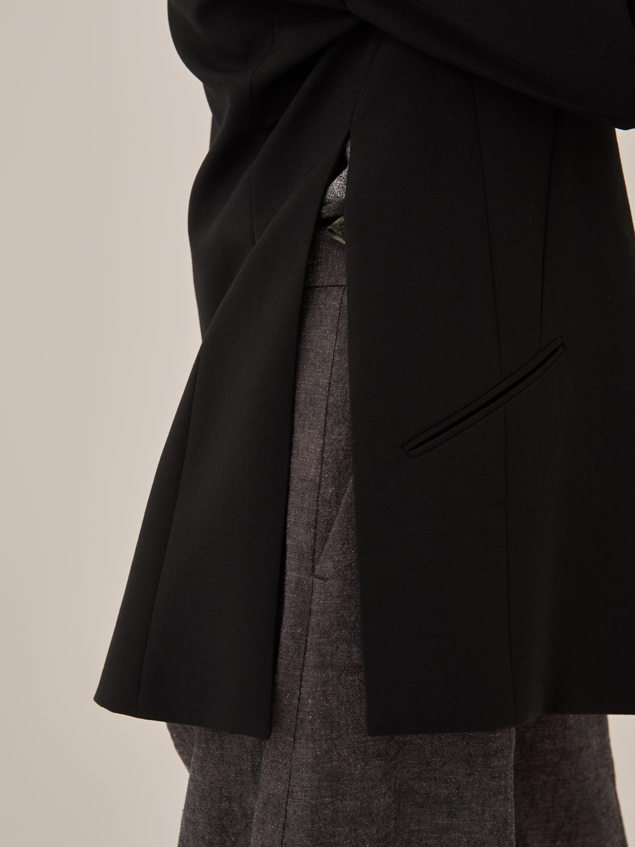 Heather side slit  jacket BK