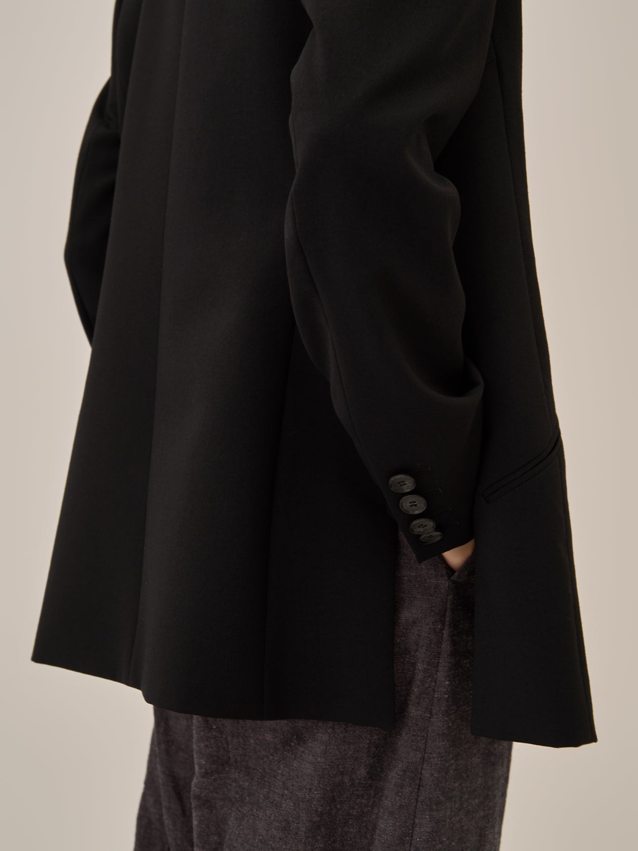 Heather side slit  jacket BK