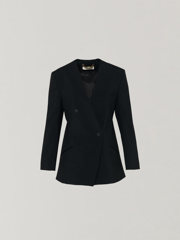 Heather side slit  jacket BK