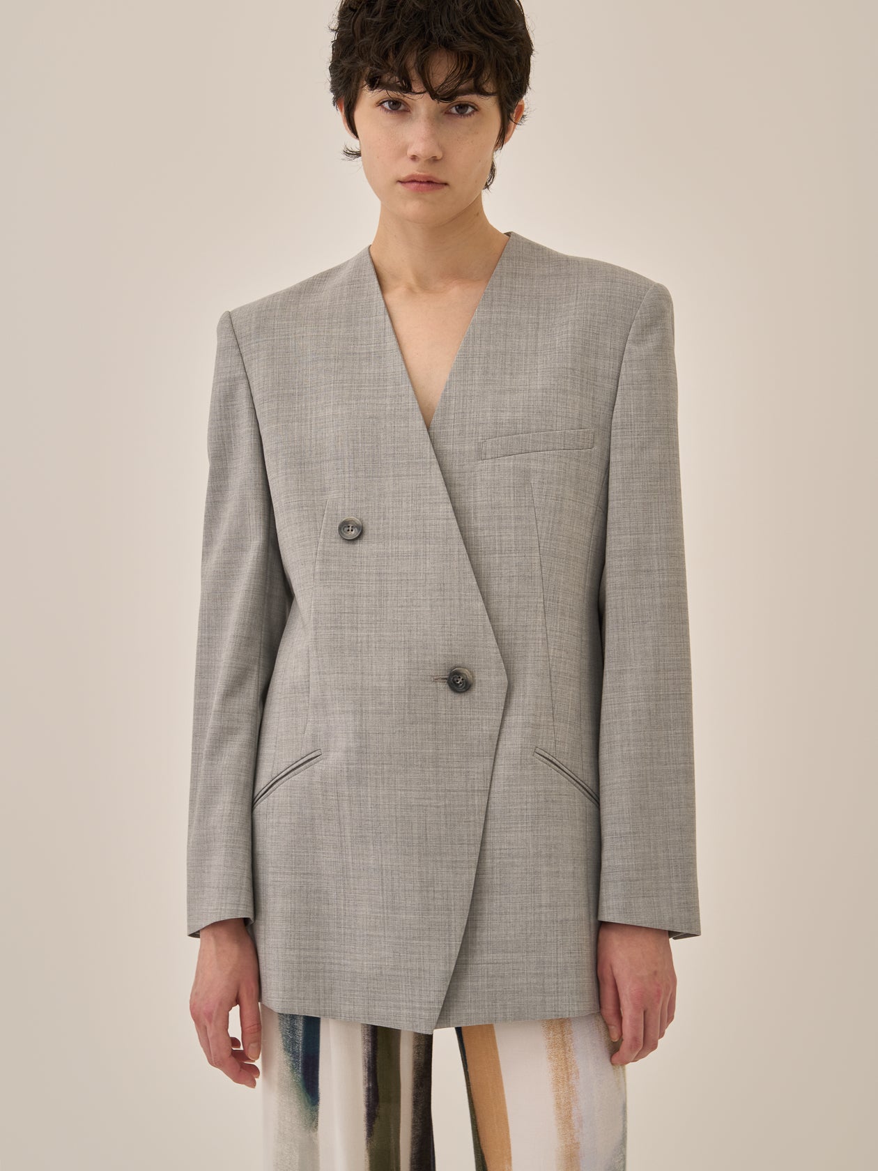 Heather side slit  jacket GY