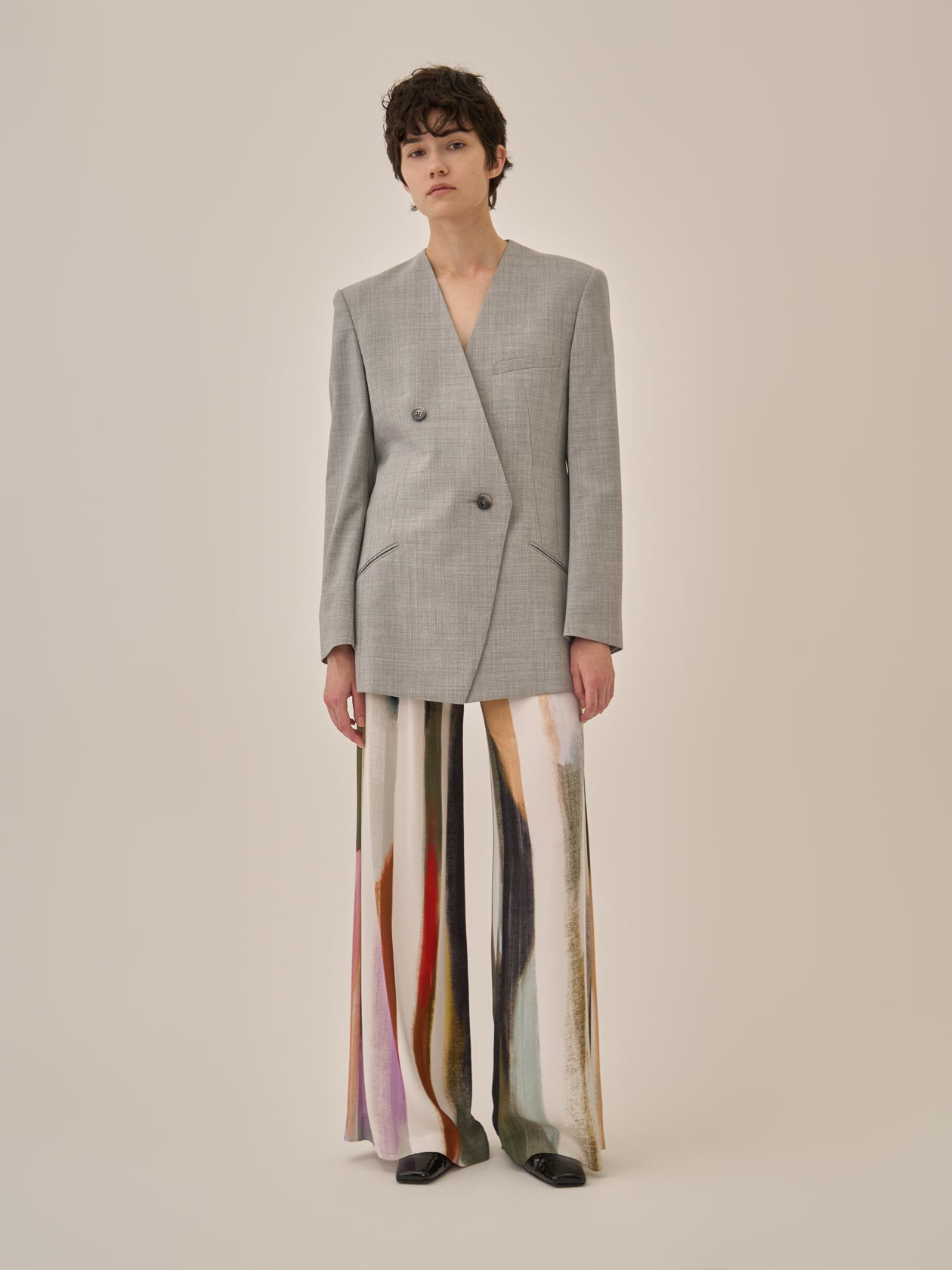 Heather side slit  jacket GY