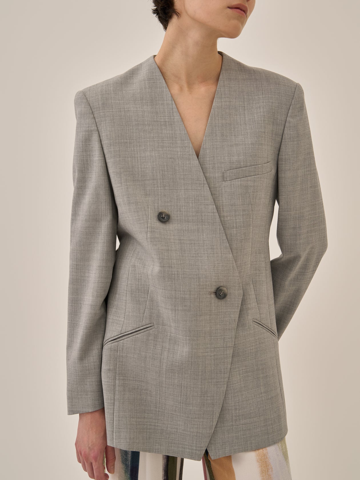 Heather side slit  jacket GY