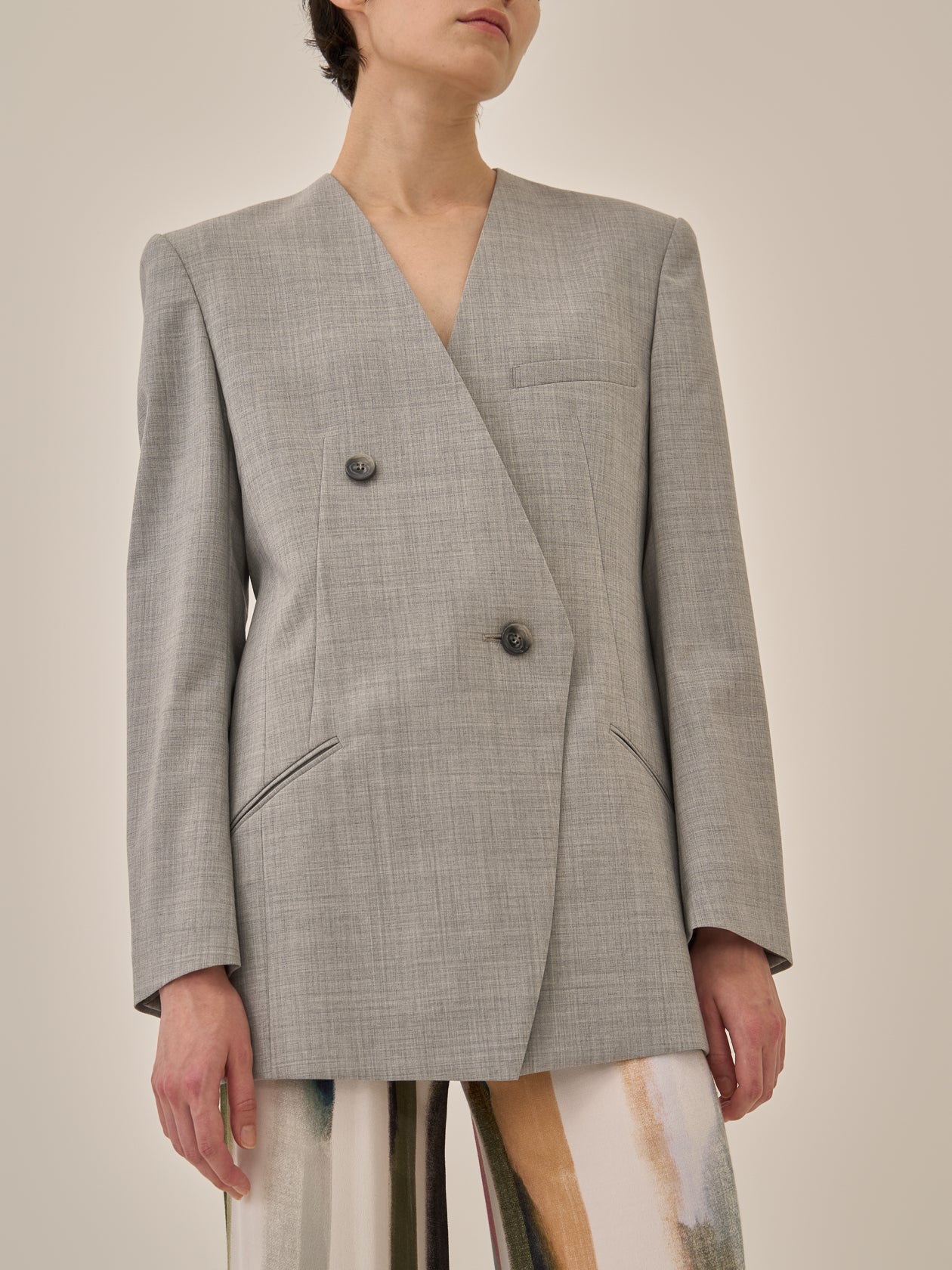 Heather side slit  jacket GY