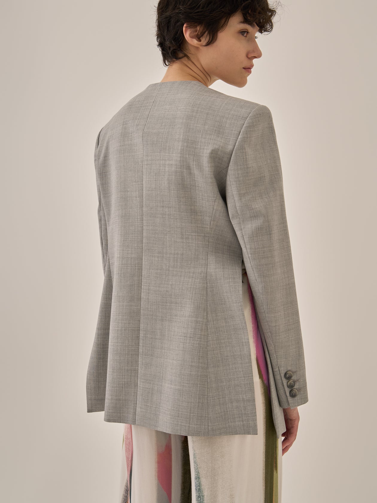 Heather side slit  jacket GY