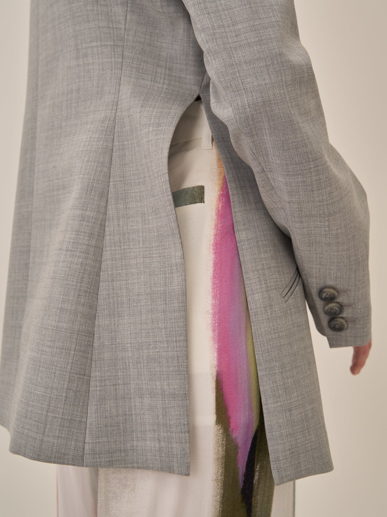 Heather side slit  jacket GY