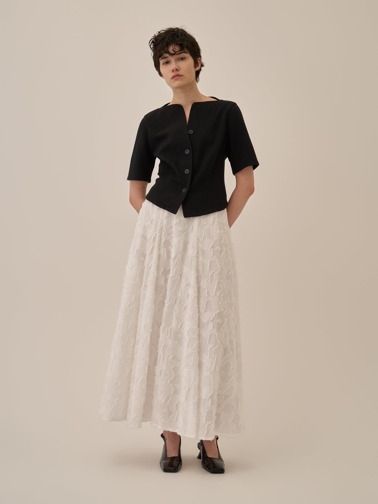 Block flower skirt WH