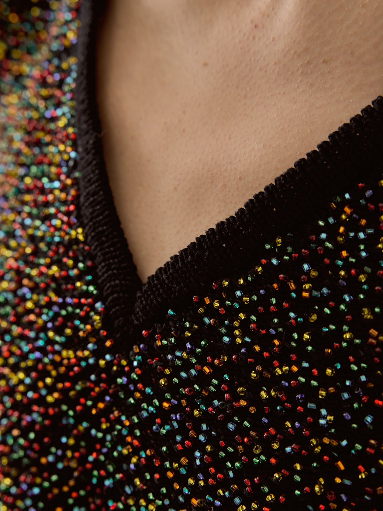 Karachi cropped glass beads handknit vest BK