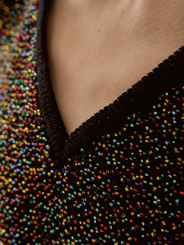 Karachi cropped glass beads handknit vest BK