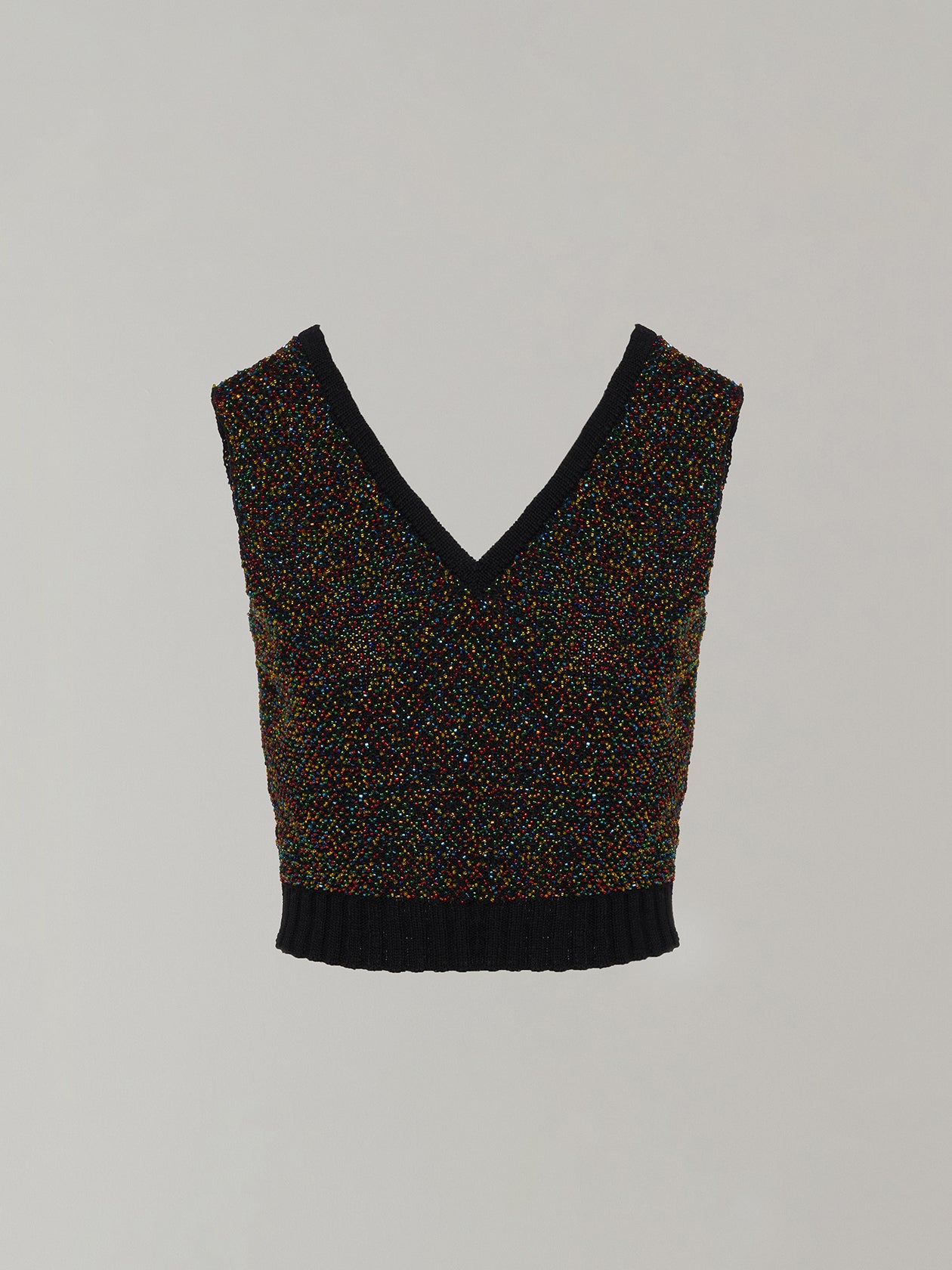 Karachi cropped glass beads handknit vest BK