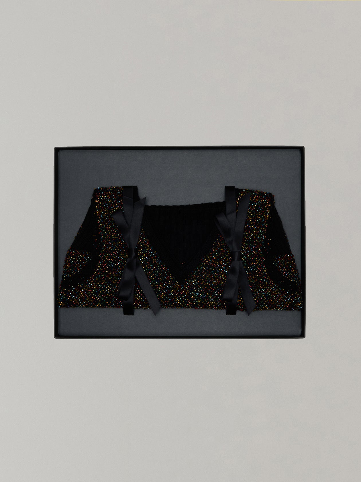 Karachi cropped glass beads handknit vest BK