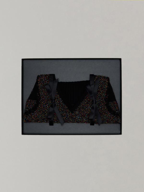 Karachi cropped glass beads handknit vest BK