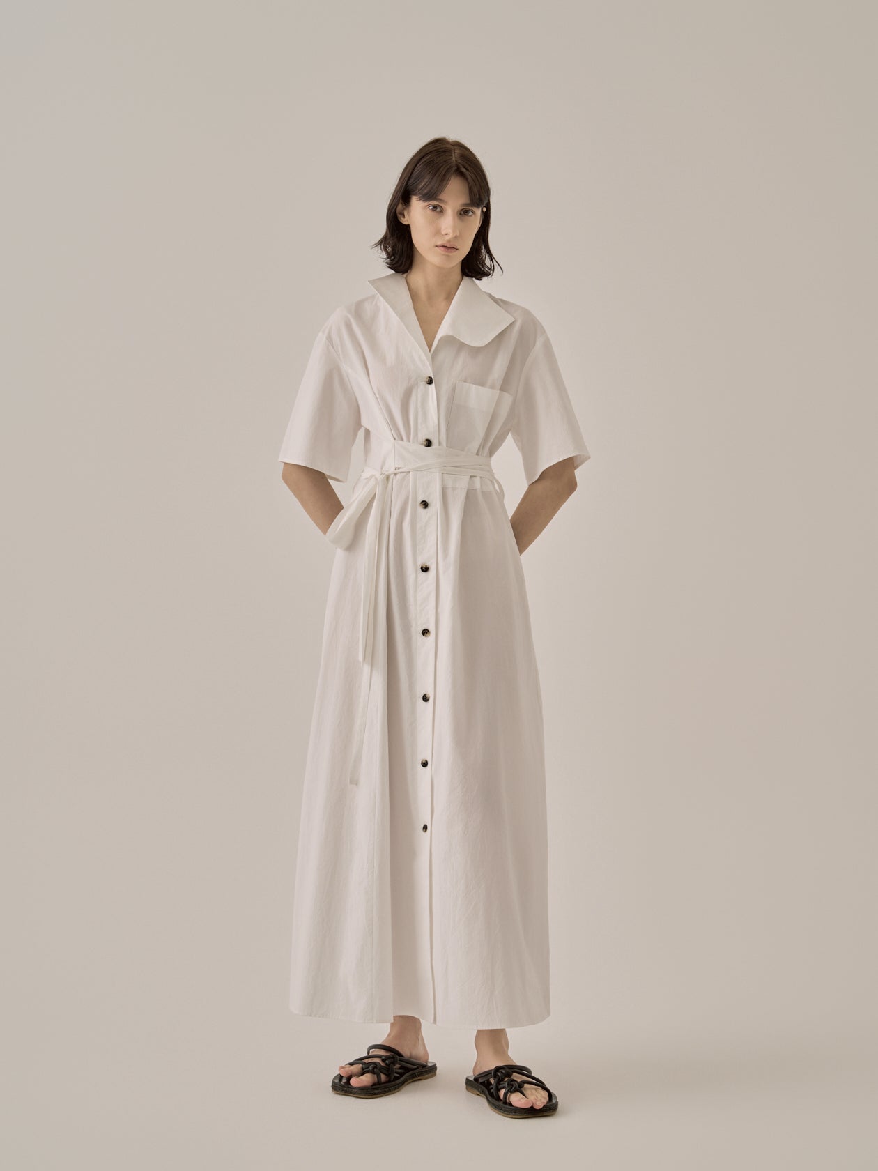 ワンピース AKIRANAKA Sybil shirt dress wh Susantina shirring shirt dress BK｜AKIRANAKA（アキラナカ