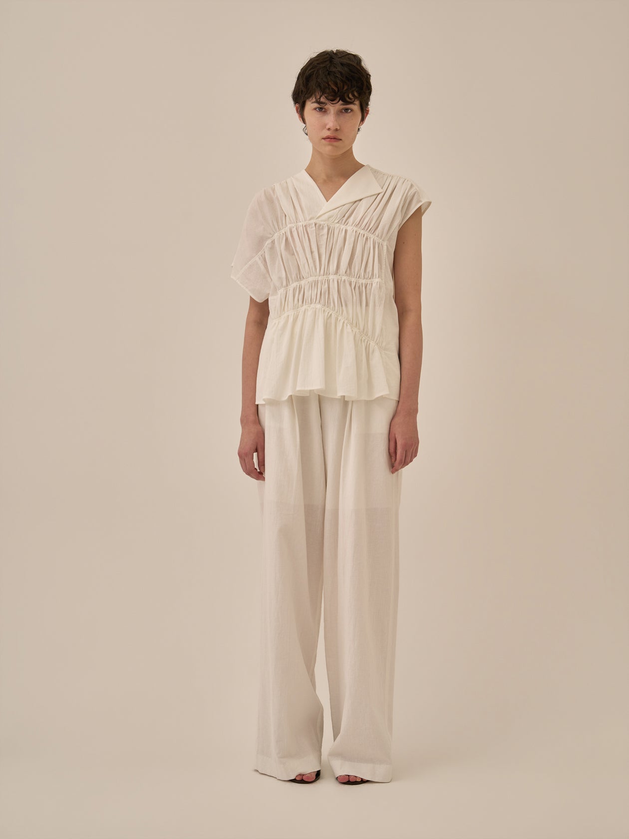 Sara gather panel pullover WH